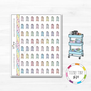 Teeny Tiny Planner Cart Planner Stickers for Any Planner, Personal Size, Mini, Erin Condren, TN, Happy Planner, Matte or Glossy