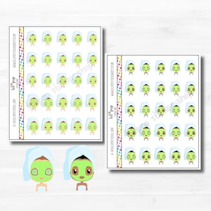 Autocollants de planificateur de fille de masque de caractère pour n'importe quel agenda, Chibi, Spa, Erin Condren, Happy Planner mat brillant, expédition rapide