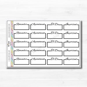 Stickers de planificateur de texte de rappel pour de nombreux agendas, Erin Condren, Happy Planner, Bullet Journal, fonctionnel, mat ou brillant