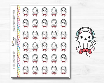 Gaming Cat Planner Stickers: Matte or Glossy Journal Decals