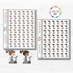 Autocollants de planificateur de caractère de tapis roulant de minuscule de petite fille pour n'importe quel planificateur, Erin Condren, planificateur heureux, mat ou brillant