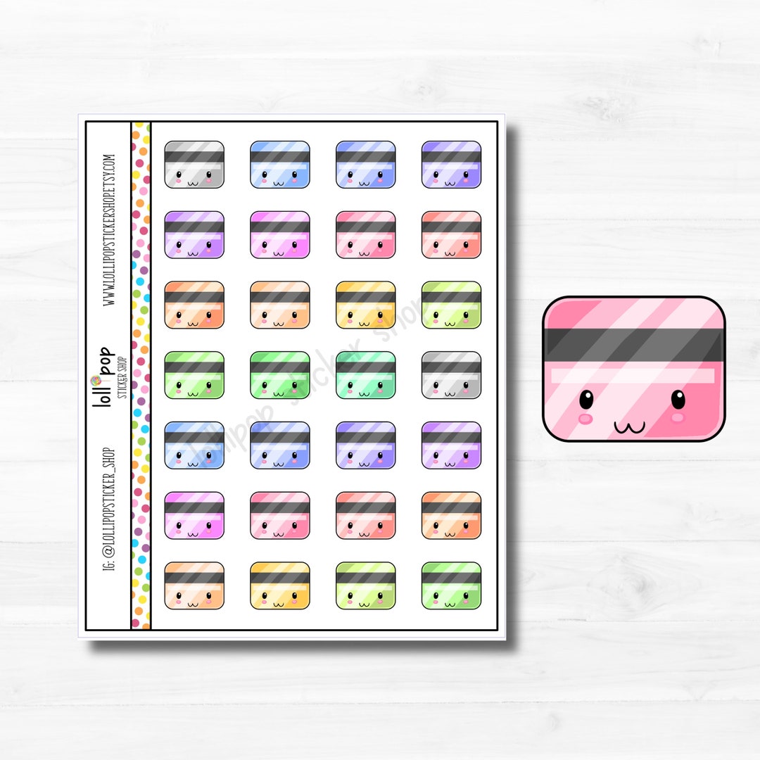 Kawaii Credit Card Planner Stickers for Any Planner, Debit Card, Bank ...