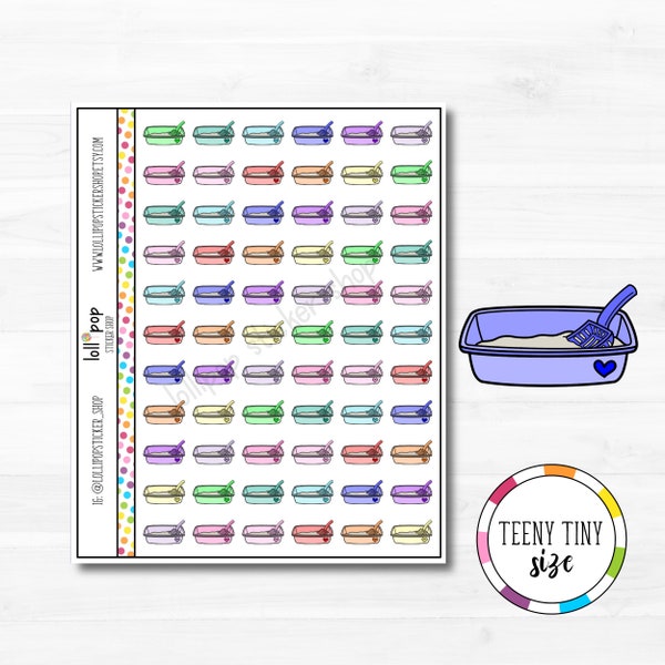 Teeny Tiny Litter Box Planner Stickers for Any Planner, Erin Condren, Happy Planner, TN, Personal Size, Change Cat Litter, Matte or Glossy