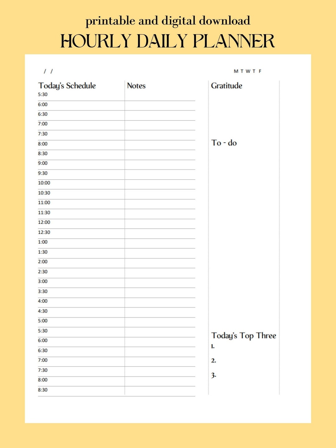 Daily Half Hour Planner Gratitude Daily To Do List Fillable Daily half hour planner gratitude daily to do list fillable