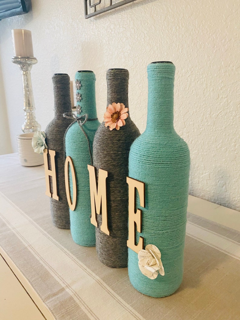 HOME Wine Bottle Decor Home Decor Kitchen Decor Etsy