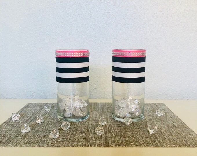 Kate Spade Inspired Glass Cylinder Vases, Bling Vases, Wedding