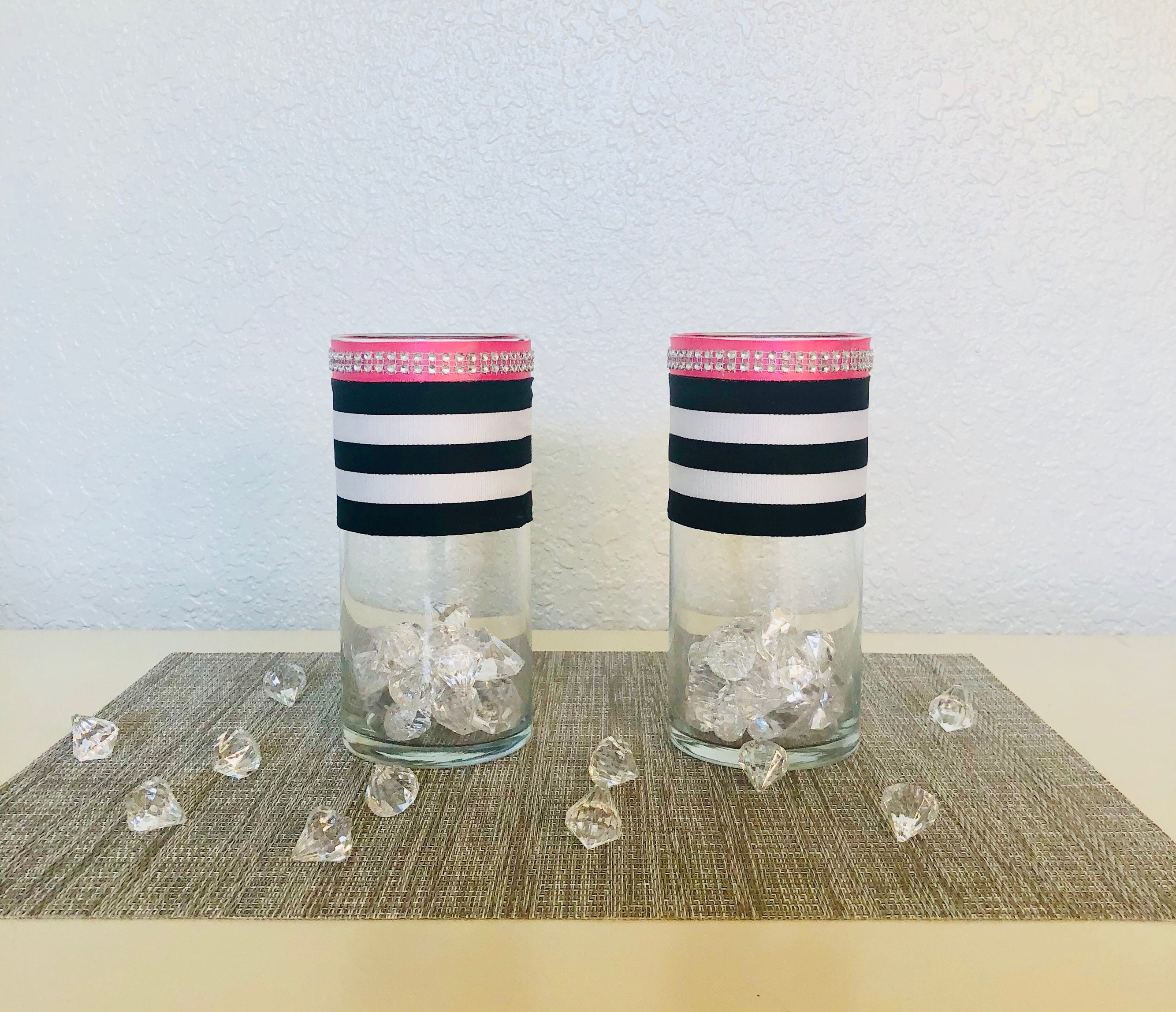 Kate Spade Inspired Glass Cylinder Vases Bling Vases Wedding Etsy