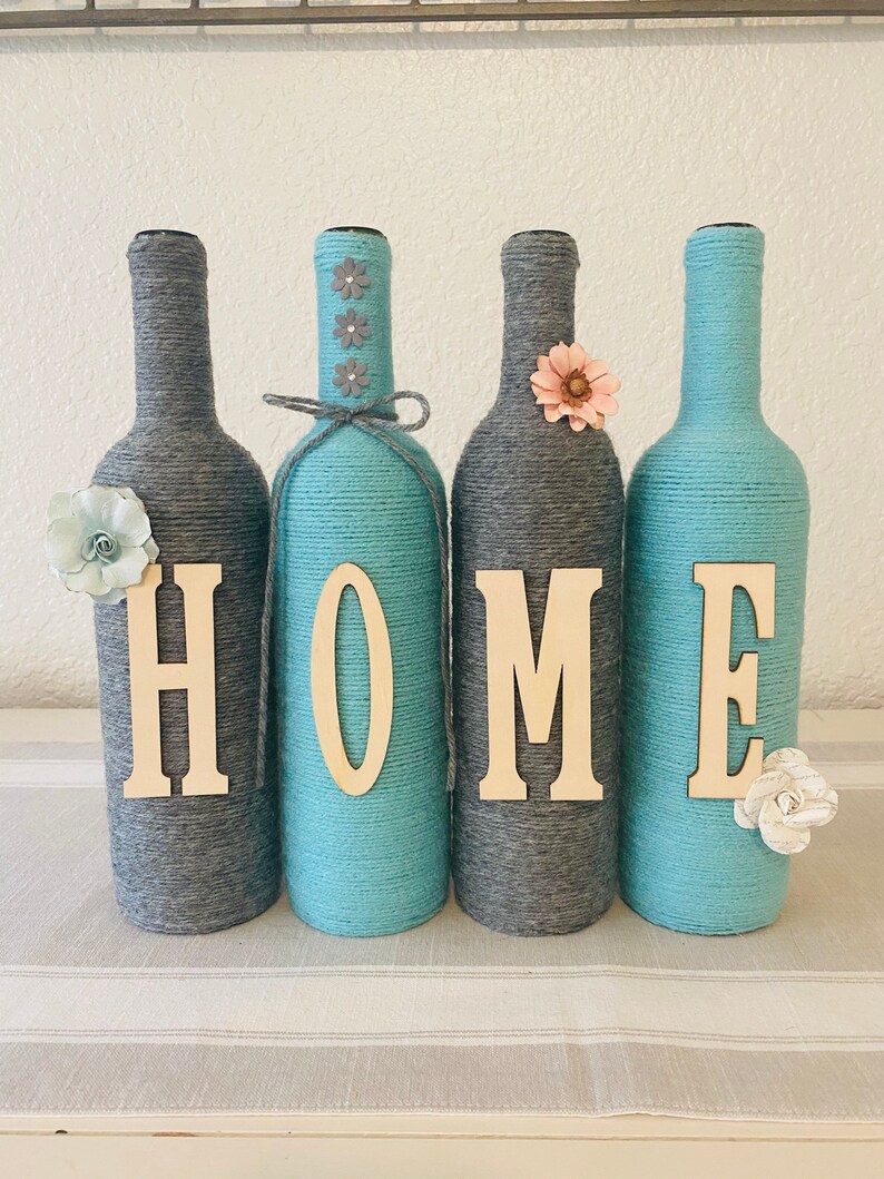 HOME Wine Bottle Decor Home Decor Kitchen Decor Etsy
