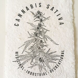 Eco-Friendly Hemp Paper Cannabis Print Handmade with Love and Perfect for Cannabis Lovers 13cm X 18cm image 3