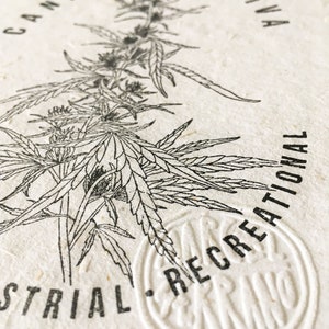 Eco-Friendly Hemp Paper Cannabis Print Handmade with Love and Perfect for Cannabis Lovers 13cm X 18cm image 4