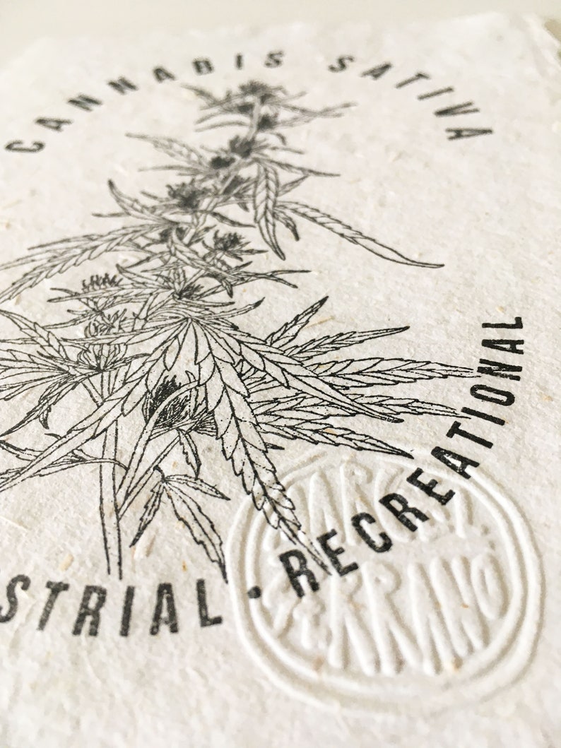 Eco-Friendly Hemp Paper Cannabis Print Handmade with Love and Perfect for Cannabis Lovers 13cm X 18cm image 4