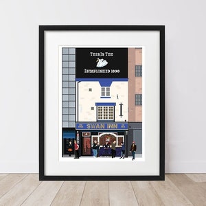 The Swan Inn, Liverpool, 8-Bit Style Customisable Art Print
