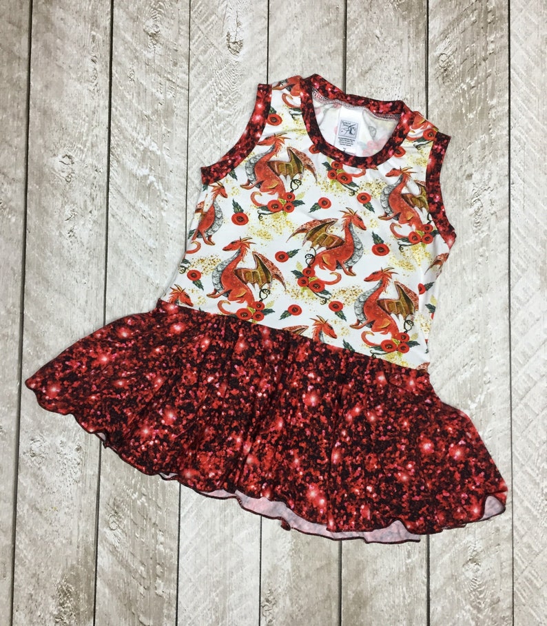 Peplum Shirt Faux Glitter Red Glitter Dragon Riley Peplum Tank Toddler Shirt Tank Top