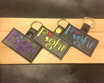 Embroidered F;GHT Keychain - Semicolon - Suicide Awareness - Key Fob - Suicide - Key Chain - Awareness - Custom Colors - Stocking Stuffer