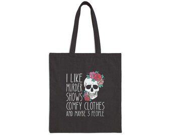 I Like Murder Shows Skull with Roses T-Shirt | True Crime Tee & Tote Bag