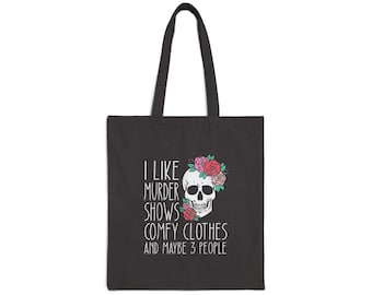 I Like Murder Shows Skull with Roses T-Shirt | True Crime Tee & Tote Bag
