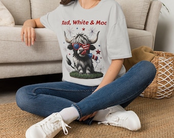 Red White & Moo Cow T-Shirt | 4th of July Patriotic Design