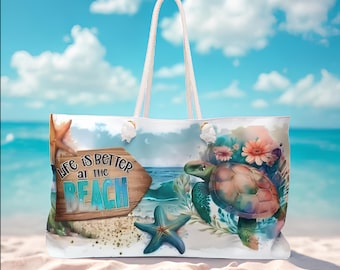 Life Is Better at the Beach Sea Turtle Tote Bag