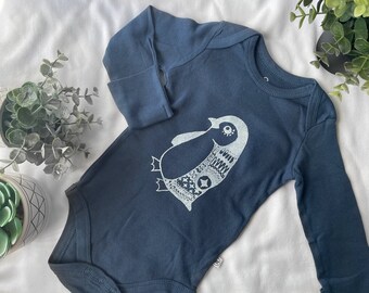 Long Sleeve Penguin Baby Shirt, Baby Animal Bodysuit