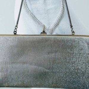 Silver Metallic Clutch Purse, Vintage Clutch Handbag, Brocade Clutch Purse, Vintage Bridal Clutch, Tinsel Purse image 3