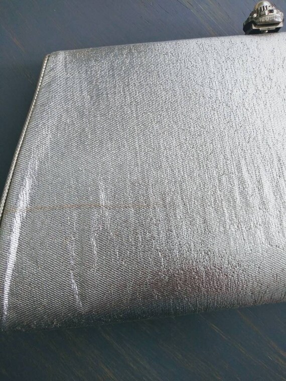 Silver Metallic Clutch Purse, Vintage Clutch Hand… - image 4