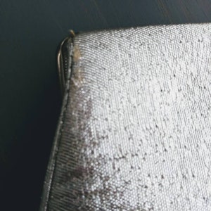 Silver Metallic Clutch Purse, Vintage Clutch Handbag, Brocade Clutch Purse, Vintage Bridal Clutch, Tinsel Purse image 5
