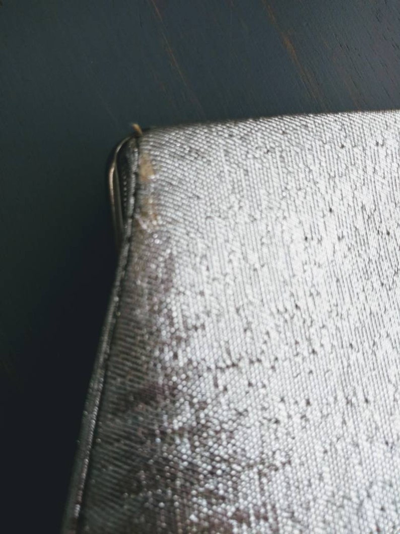 Silver Metallic Clutch Purse, Vintage Clutch Handbag, Brocade Clutch Purse, Vintage Bridal Clutch, Tinsel Purse image 5