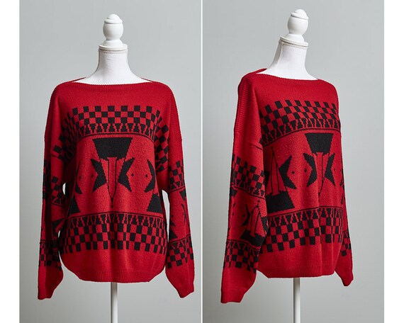 80s Oversized Sweater, Oversized Knit Sweater, 80s