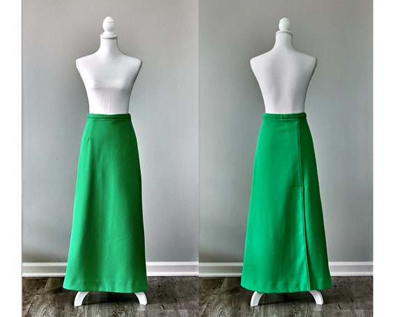 Mod Maxi Skirt, 60s Lime Green Skirt, 1960s Neon … - image 2