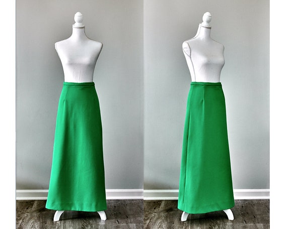 Mod Maxi Skirt, 60s Lime Green Skirt, 1960s Neon … - image 1