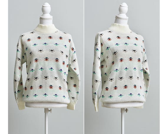 Mock Neck Sweater, Women’s Vintage Sweater, 80s S… - image 1