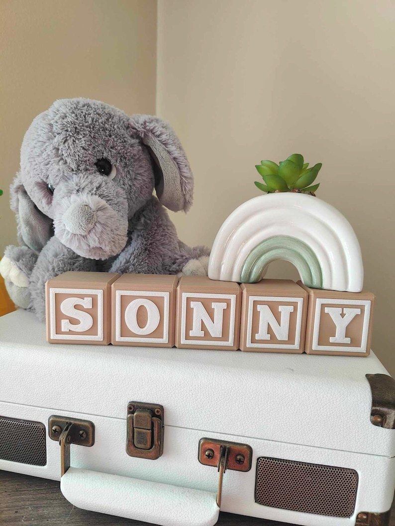 Baby First Tan Personalized Baby Blocks Milestone Baby Photos Nursery Decor Baby's ...