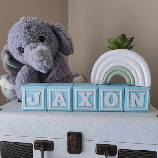 Personalized Baby Blocks - Milestone Baby Photos - Nursery Decor - Baby's First 1st Birthday - Baby Shower - Unique Baby Gift (*Baby Blue*)