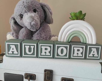 Personalized Baby Blocks - Sage Green