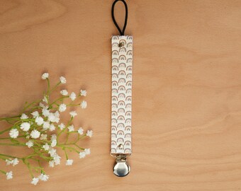 Rainbow Pacifier Clip, Newborn Rainbow binkie clip, binky clip, leather pacifier clip, leather binky clip