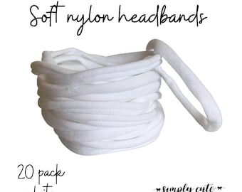White Nylon Headbands, White Nylon Bands, Bow supplies