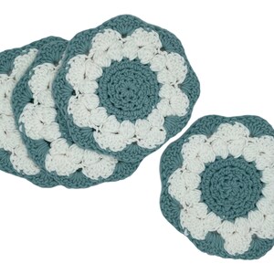 Handmade Vintage Floral Crochet Coasters, Drink Coasters, Flower Coasters