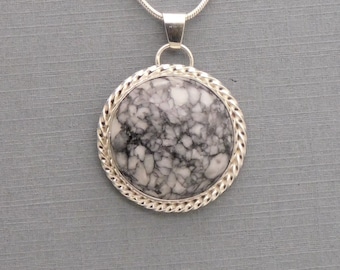 Unique Sterling Silver Pendant With A Pinolite Cabochon