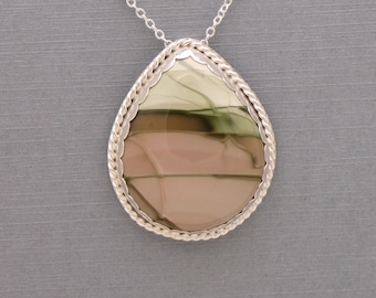 Unique Sterling Silver Pendant With An Imperial Jasper Cabochon