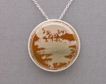 Unique Sterling Silver Pendant With An Owyhee Picture Jasper Cabochon