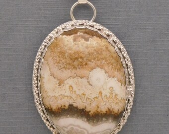 Unique Sterling Silver Pendant with Rosetta Stone Agate