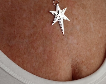Unique Sterling Bethlehem Christmas Star Pendant.