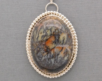 Unique Sterling Silver Pendant With Australian Dendritic Opal