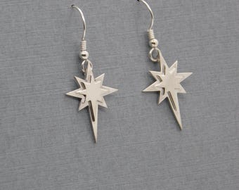 Very Unique Hand-Made Sterling Silver Moravian Christmas Star Earrings.