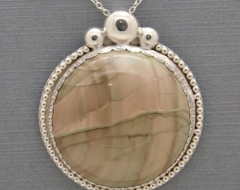 Unique Hand-Crafted Sterling Silver Pendant With An Imperial Jasper Cabochon