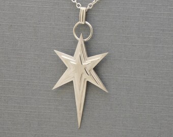 Unique Sterling Bethlehem Christmas Star Pendant