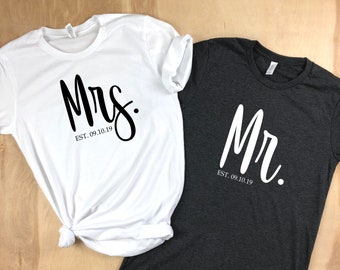 Mr and Mrs shirts, Mr and Mrs, just married shirts, newlyweds, Couples Shirts, his and her shirts, honeymoon shirts, wedding day shirts