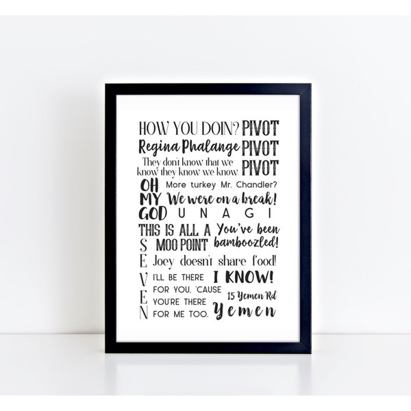 F.R.I.E.N.D.S TV Show Collage | Quote print | Printable wall art | Instant download