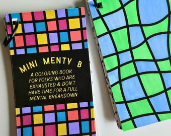 Mini Menty B, pequeño libro portátil para colorear, páginas de bolsillo para colorear para la ansiedad
