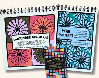 Spiral Bound Coloring Book Set, Simple Mindful Coloring Pages for Stress Relief